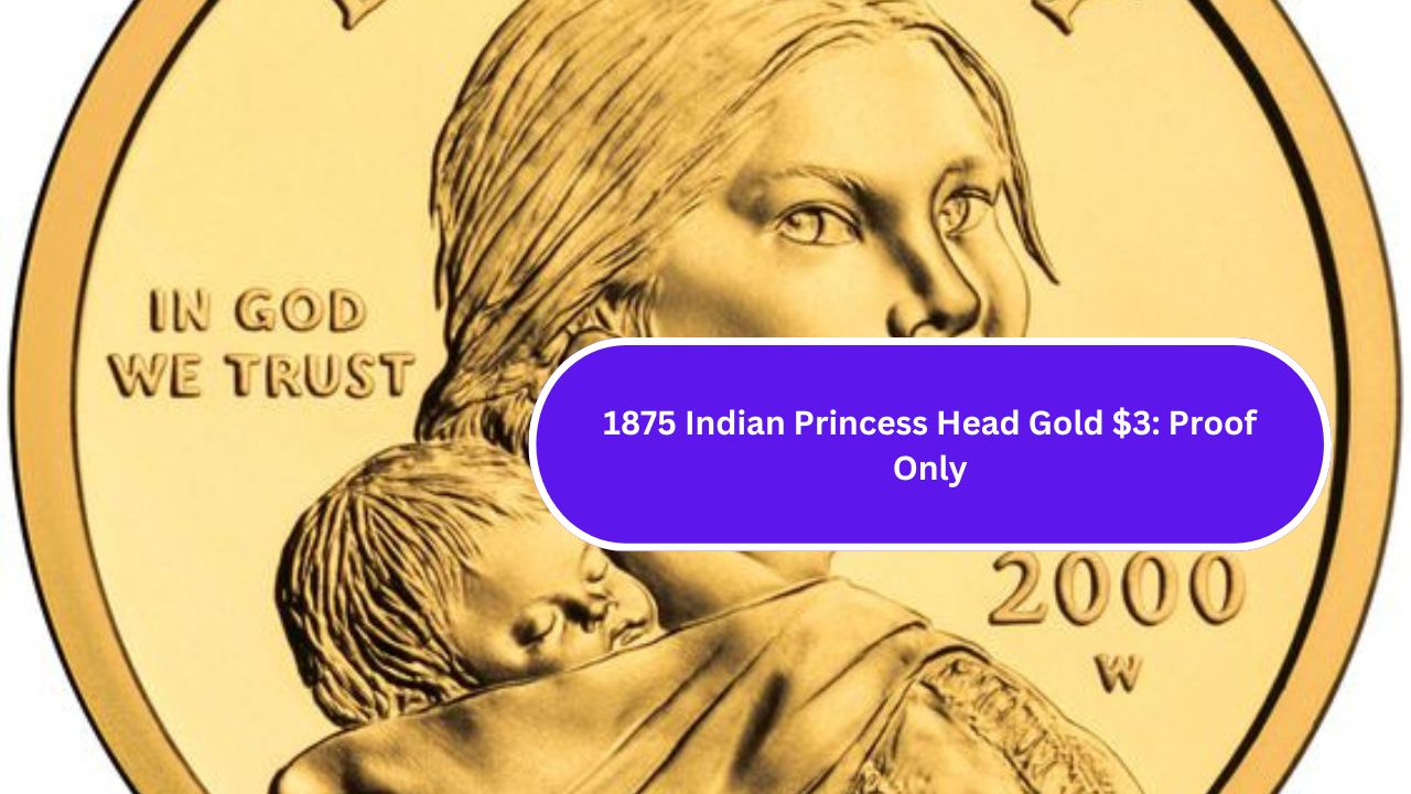 1875 Indian Princess Head Gold $3: Proof Only